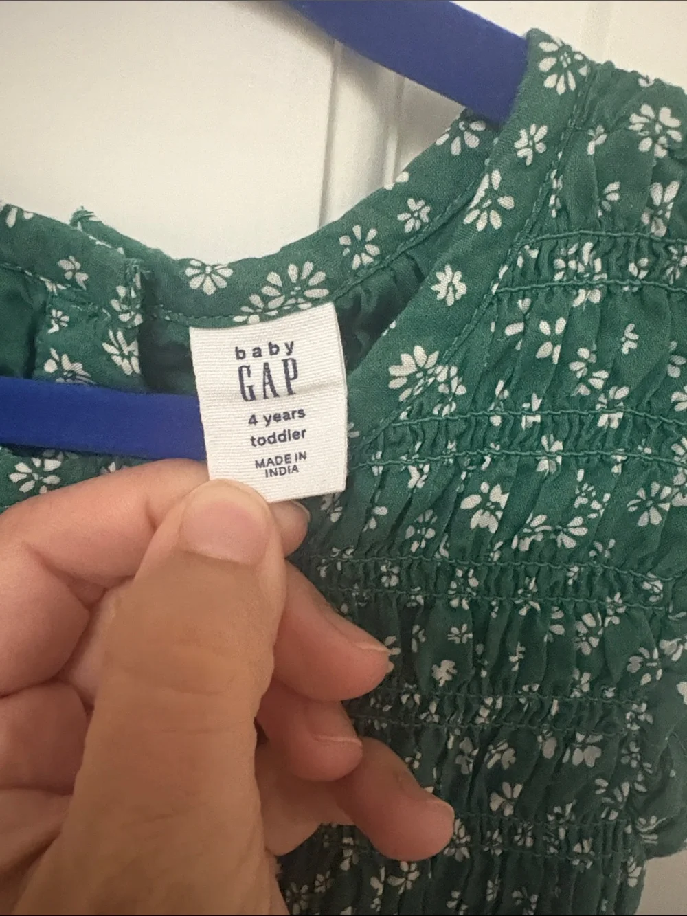 4T GAP Green Floral Smocked Waist Dress